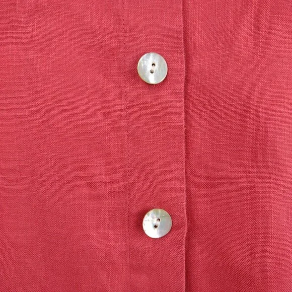 Orvis coral pink 100% Linen round neck button front blouse top ladies XL X-Large - Picture 3 of 7